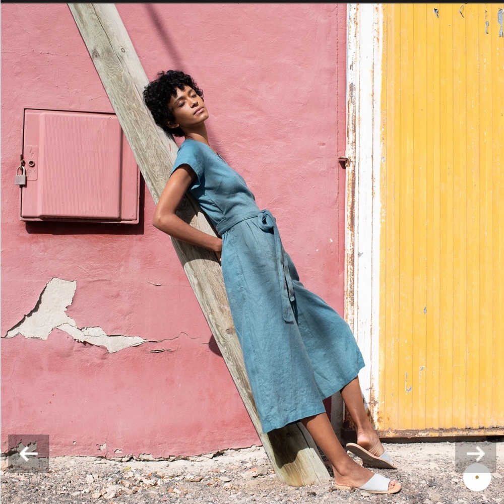 Linen Wide-Leg Wrap Jumpsuit
